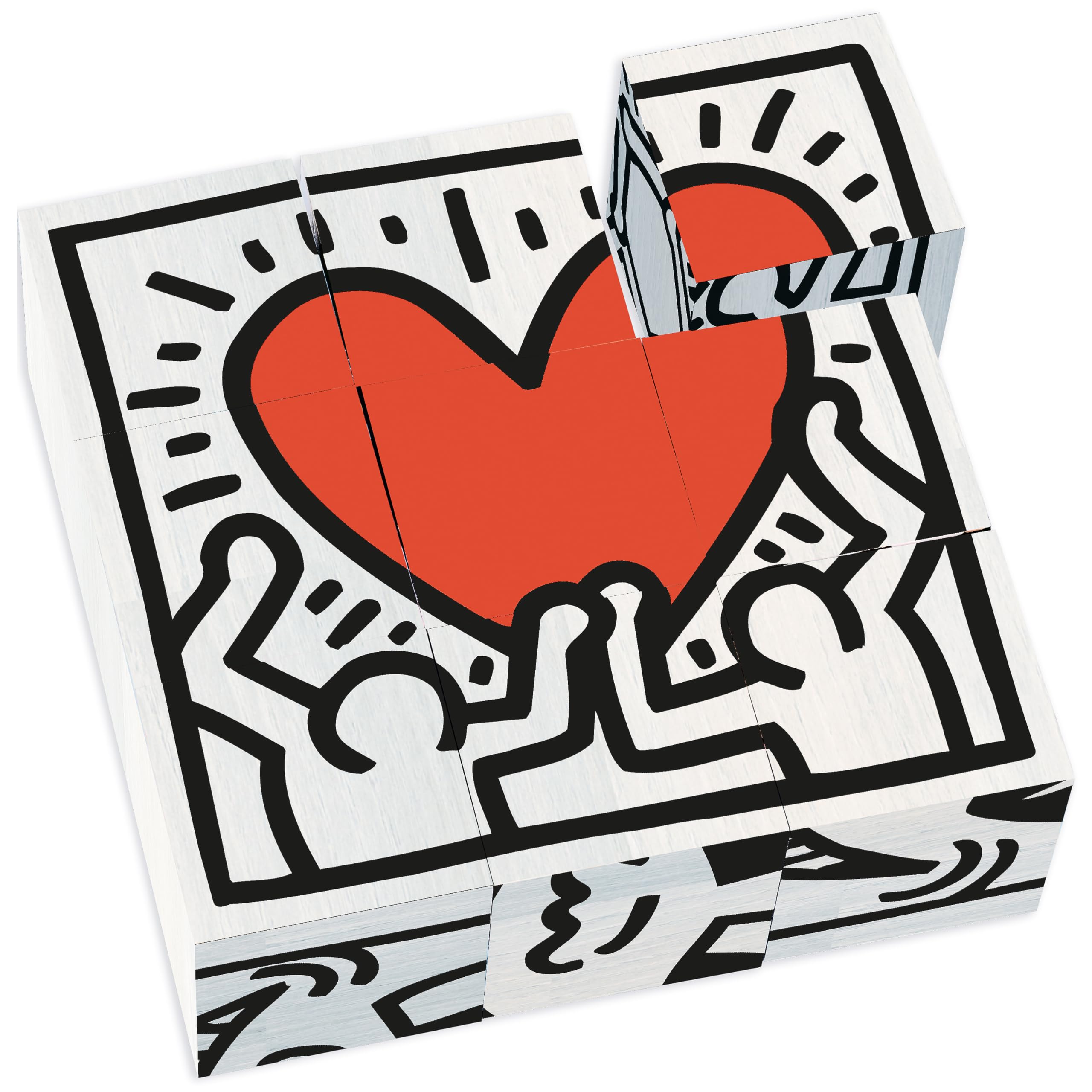 Vilac 6 Puzzles from 9 Cube Set, Educational Block Puzzle, Illustrated by Graphic Designer Keith Haring — image 1