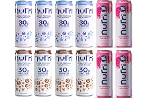 GENERIC Nurri Ultra Filtered Protein Milk Shake, 4- Vanilla, 4-Chocolate & 4- Strawberry Flavors,Low Sugar, 11 FL oz Cans (Total 12 Count) variety Pack