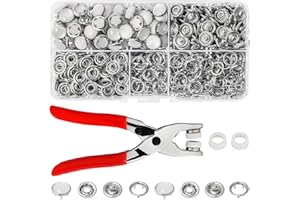 K Kwokker Pearl Snaps for Fabric w/Snap Pliers, Metal Snap Button Kit for Clothing, Shirts, Onesie, Romper, Denim Shirt, Bag DIY, Sewing Supplies, Snap Fastener Tool Snap Buttons for Clothes, 120 Set