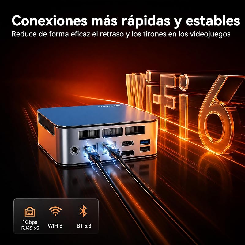 Mini PC Ryzen 5 6600H (Vence 7430U/5825U), SSD 16G LPDDR5 512G NVMe, Mini Computador de Secretária com Ecrã Triplo 4K, WiFi 6 BT5.3 Dual LAN