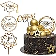 Whaline 2025 Graduation Cake Topper Gold Acrylic Cake Topper Congrats Grad You Did It Congratulations 5 Design Table Centerpiece Sticks Grad Party Food Appetizer Picks for Cakes Decor Supplies, 10pcs