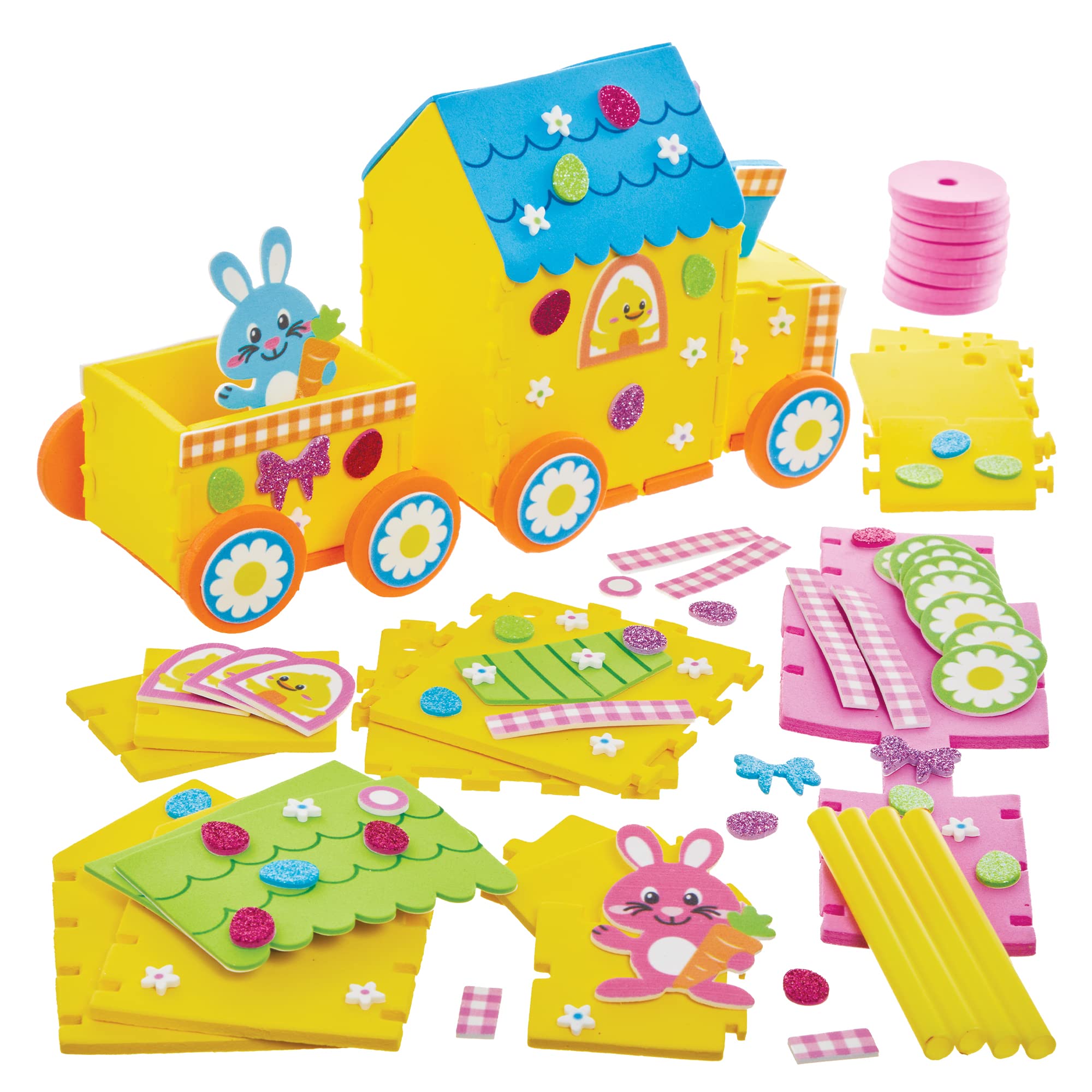 Baker Ross FX533 Easter Train Kits - Pack of 2, Easter Foam Decoration Craft Kits