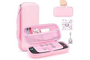 innoAura Switch 2 Carrying Case for NS Switch 2 (2025), with 9 Game Card Slots, Protective Travel Storage Case, Cute Pendant and Sticker, Pink