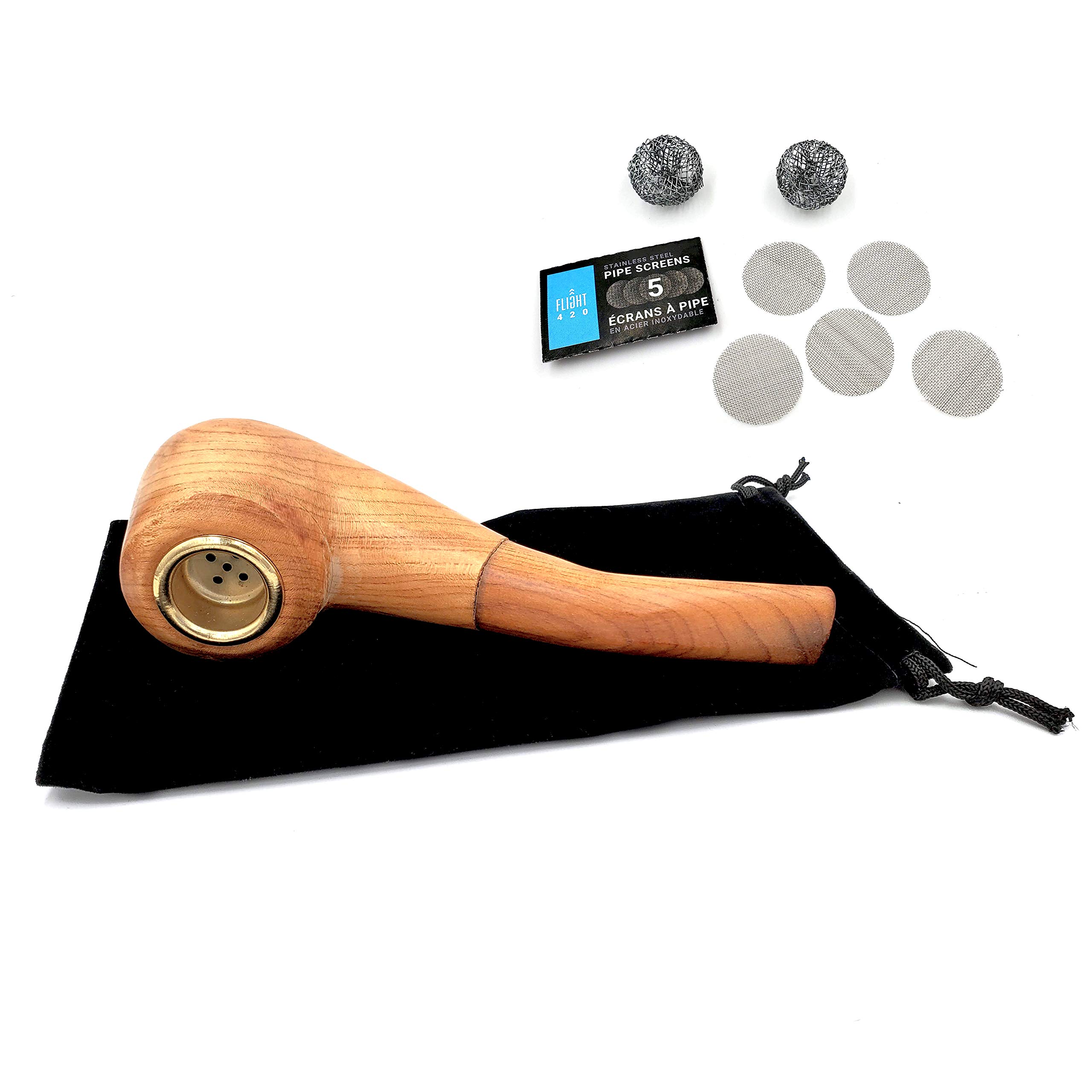 Buy 2Piece Light Oak Wood Pipe 5.3 in Wooden Smoking Pipe with Mesh
