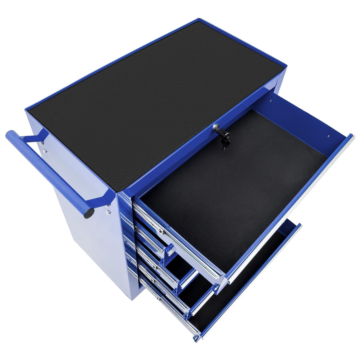 Carrello Portautensili Con Cassetti E Ruote - Blu, 59x28x102 Cm, Per Garage E Officina