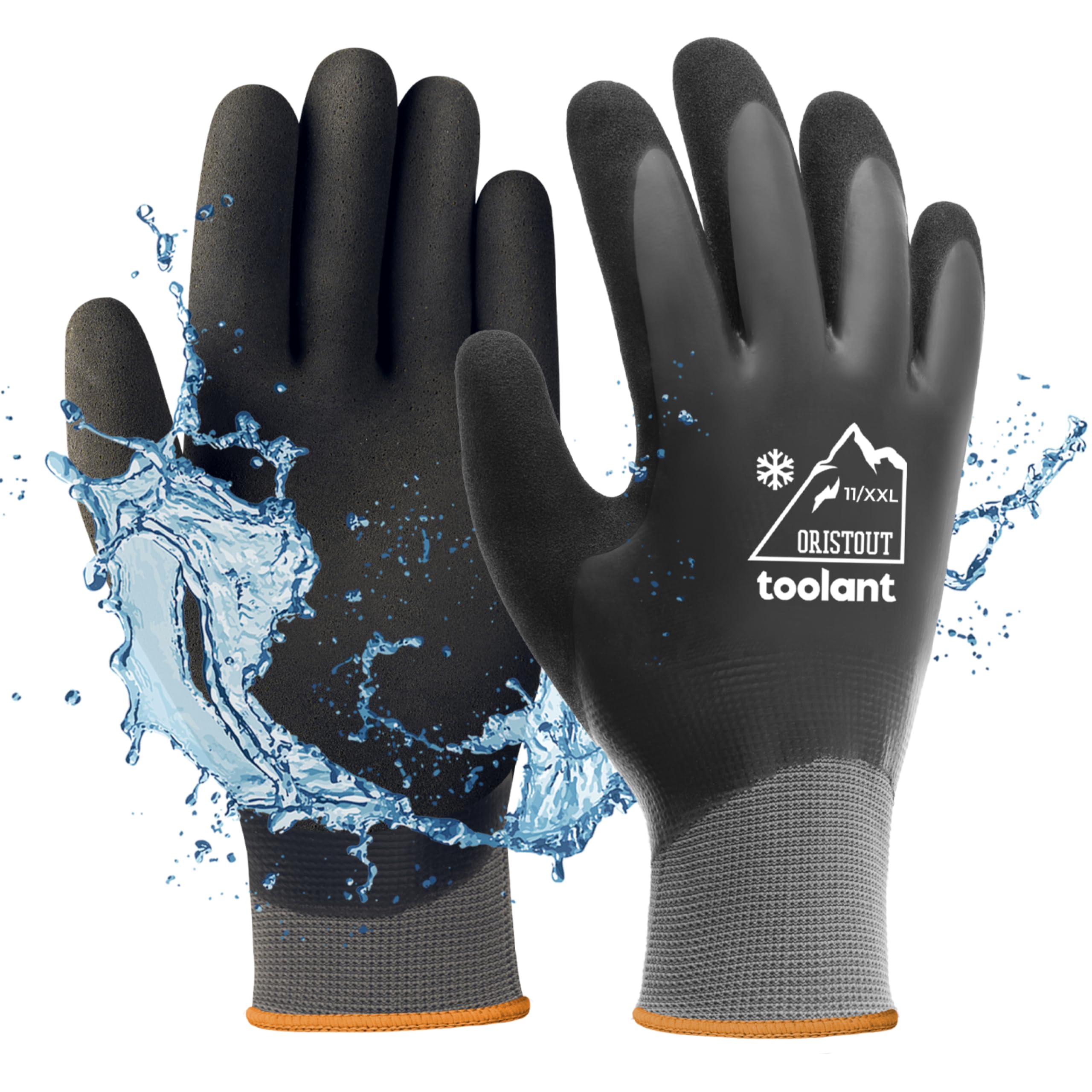 Waterproof Winter Gloves, Thermal Work Gloves for Cold Weather, Touchscreen, Super Grip, for Gardening, Fishing, Car Washing, Working in Freezer, Grey, XX-Large — image 1