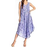 Sakkas Laeila Tie Dye Washed Long Sleeveless Tank Top Caftan Dress/Cover Up