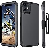 BENTOBEN for iPhone 11 Case, Phone Case for iPhone 11, Heavy Duty 3 Layers Shockproof Full Body Rugged Hybrid Hard PC Bumper Drop Protective Men Boys Cover with Kickstand Belt Clip Holster, Black