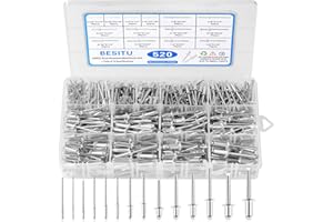 Besitu 520pcs Pop Rivets Assortment Kit,14 Sizes Aluminum Blind Rivets (3/32" 1/8" 5/32" 3/16" 1/4"), Blind Rivets Set for Me