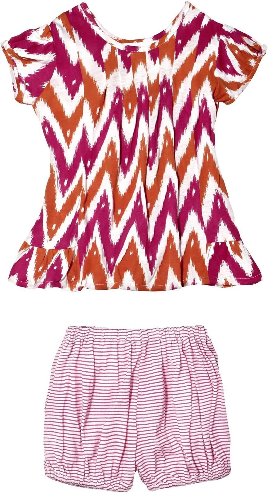 Masala Baby Girls' Baby 2 Piece Laya Dress Set (Baby) - Chevron Ikat Pink - 18-24 Months