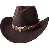 JOYEBUY Western Cowboy Hat for Kids Boys Girl Classic Roll Up Fedora Hat with Buckle Belt