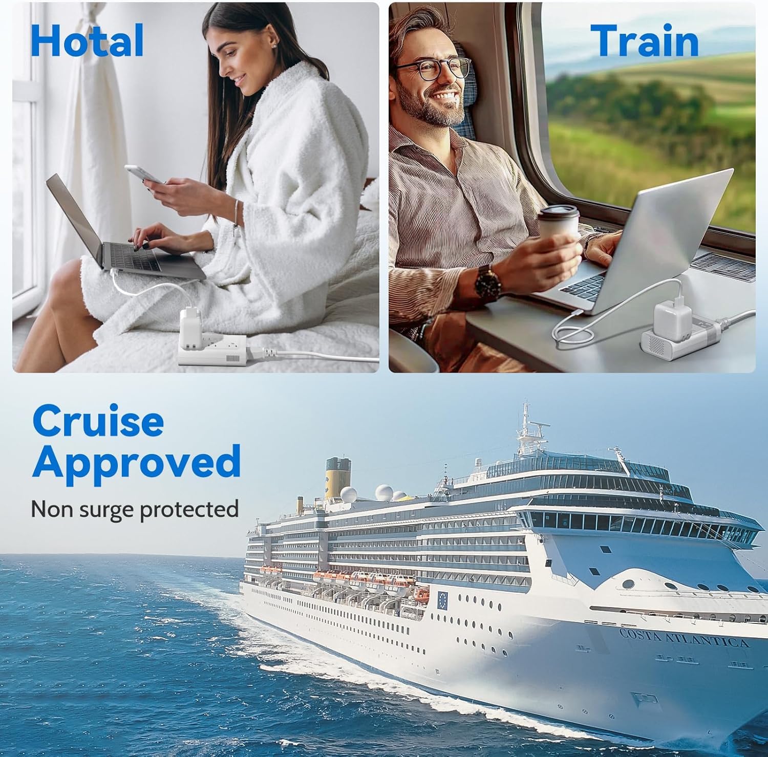 DOACE 220V to 110V Converter for European Travel - 350W Voltage Converter US to Europe with 4 QC+PD Chargers for Using U.S. Devices Abroad - Hair Straightener Shaver Toothbrush Laptop Camera Phone