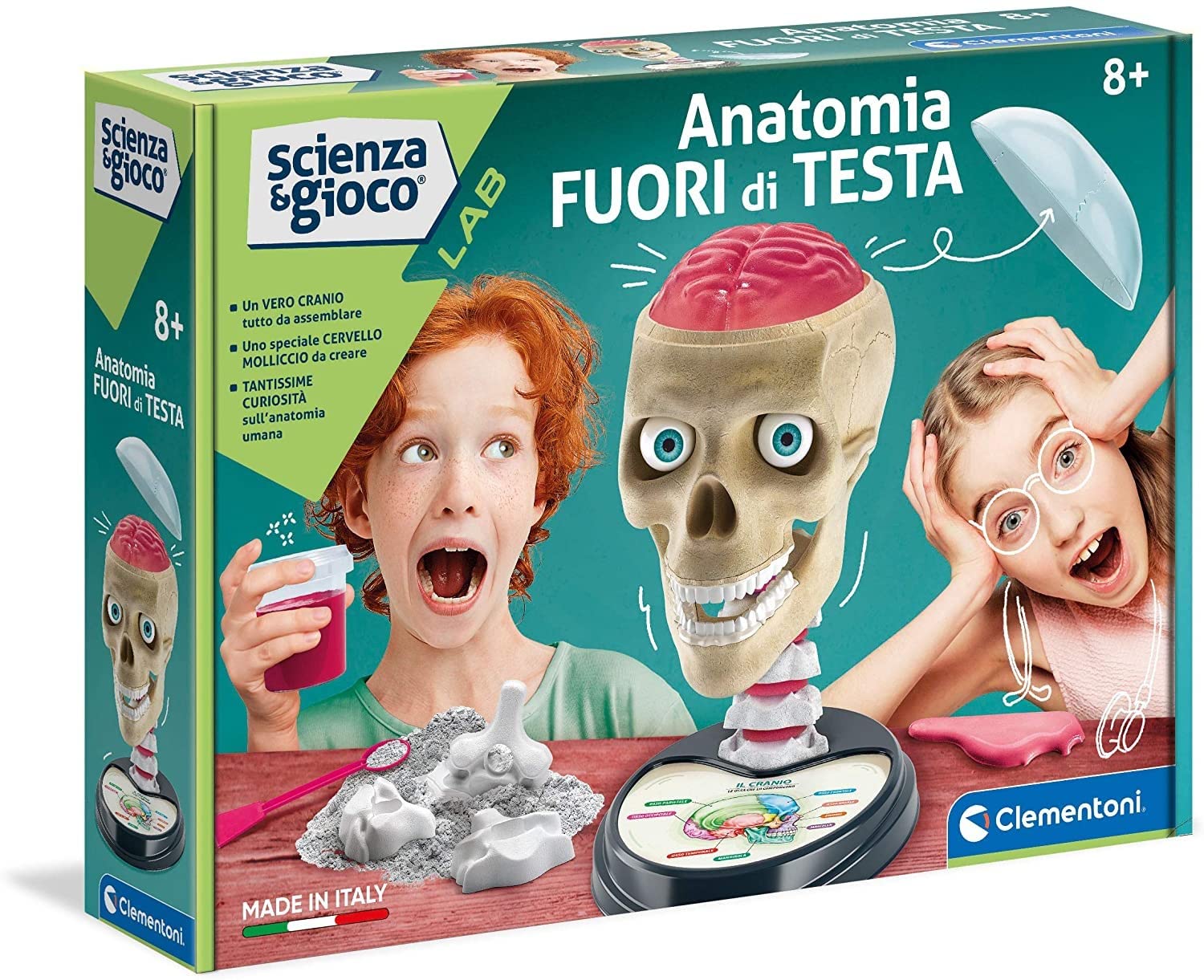 Clementoni - Scienza Lab Out of Head, Laboratory of Anatomy, Scientific Game (Italian Version), Children 8 Years+, Made in Italy, Multicoloured, 19212