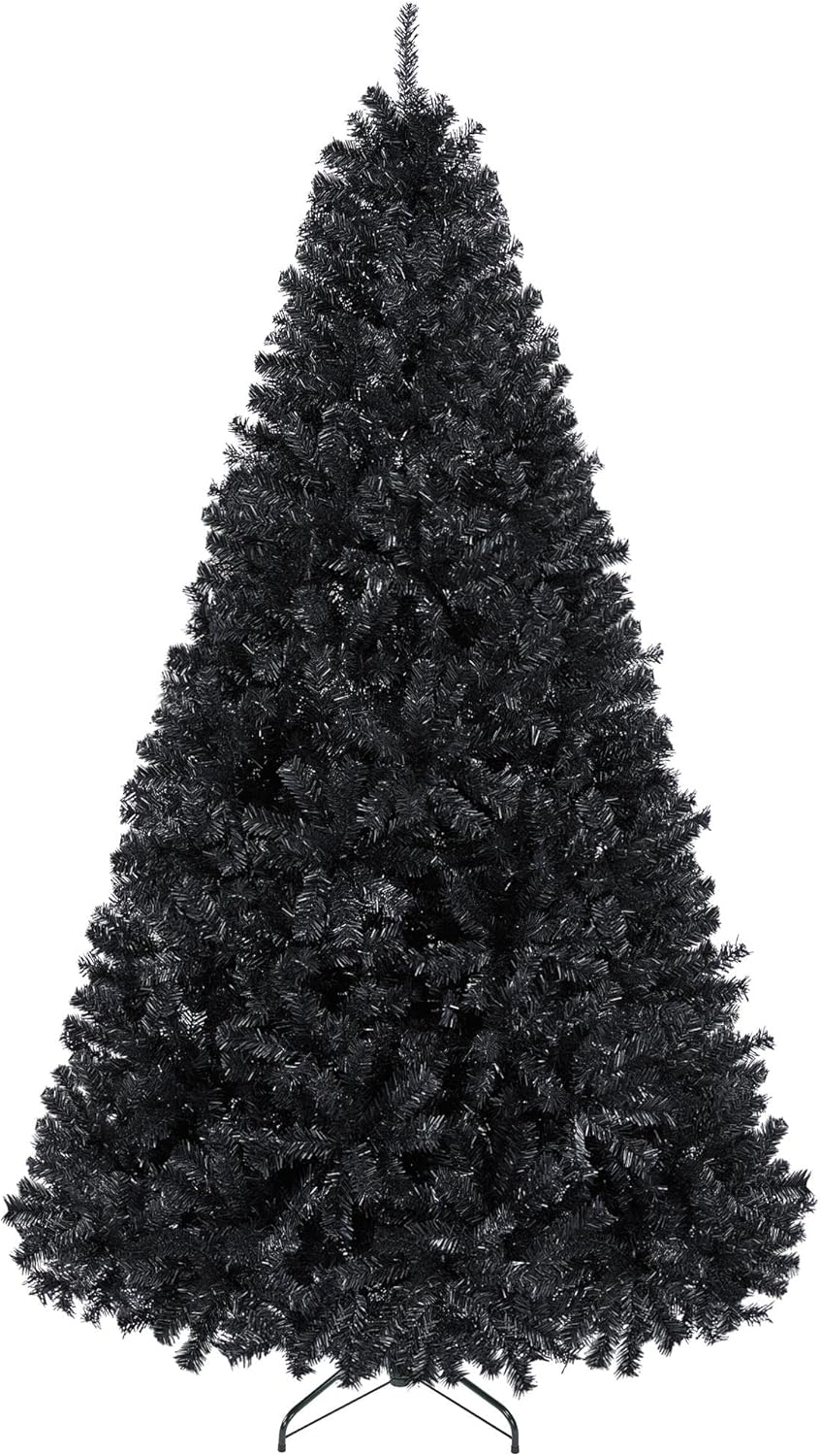 Trees - Topeakmart 6ft Artificial Black Holloween Christmas Tree with Foldable Stand,Xmas Tree for Holiday Decoration