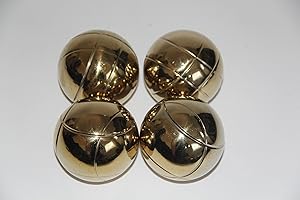 BuyBocceBalls Listing - Replacement - 73mm Metal Bocce/Petanque Gold Balls - BuyBocceBalls Listing - Pack of 4 with Mix of Sm