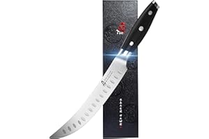 TUO Butcher Knife - 8 inch Scimitar Breaking Knife - Curved Slicing Carving Knife - German HC Steel Meat Cleaver - Full Tang 
