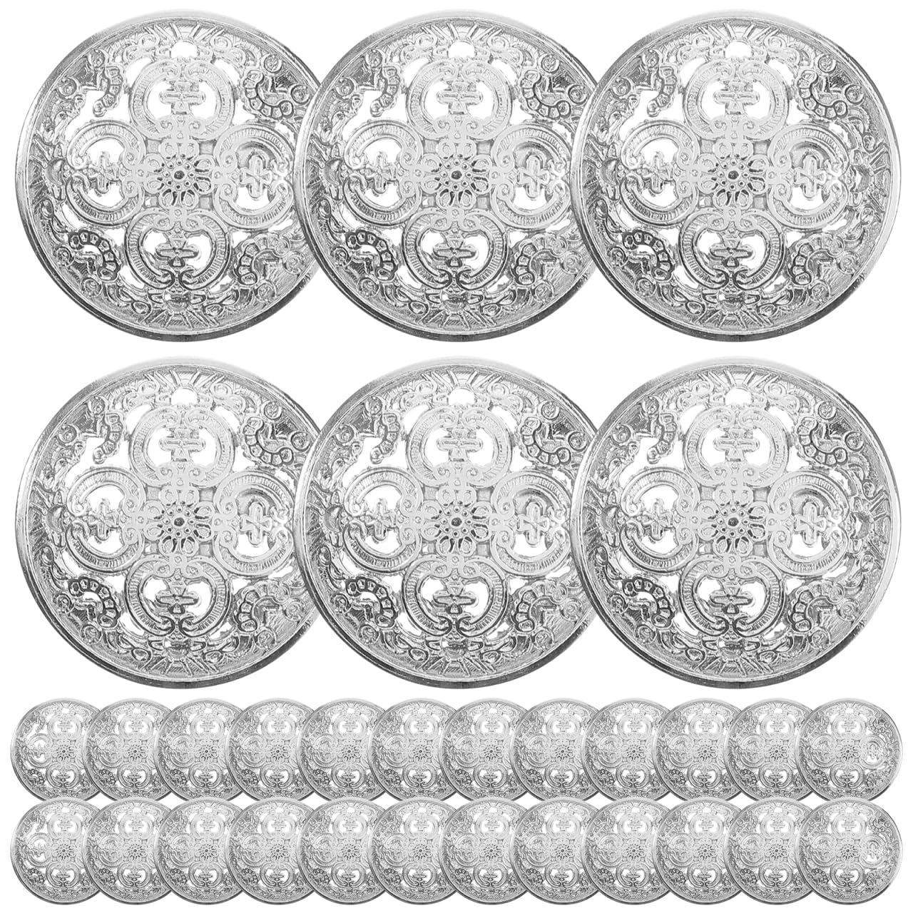 Milisten 30pcs Metal Round Flat Buttons - Coats, Jacket, Shirt, Suit, Trousers Buttons for DIY Craft Sewing - Silver 25mm