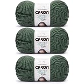 Caron Simply Soft Party Acrylic Yarn for Crocheting Soft, Dark Sage, 3-Pack | #4 Worsted Yarn, 99% Acrylic &amp; 1% Metallic, Soft Yarn for Crocheting &amp; Knitting, Sparkle DIY Crafts, 164yd, 85g/3oz per skein