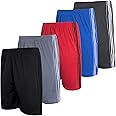 Real Essentials 5 Pack: Men's Mesh Athletic Basketball Shorts Quick Dry Activewear with Pockets