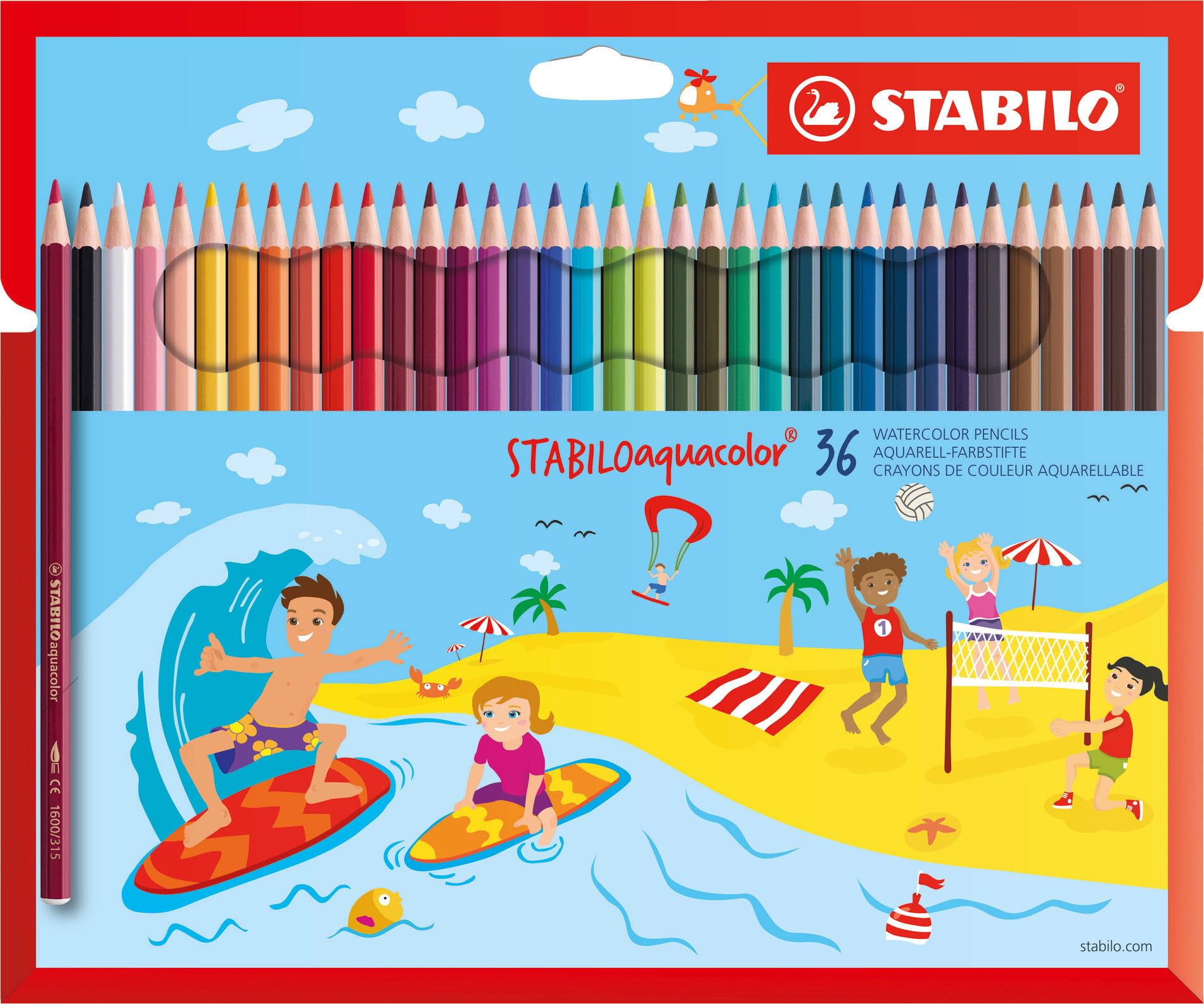 Colouring Pencil - STABILOaquacolor - Wallet of 36 - Assorted Colours