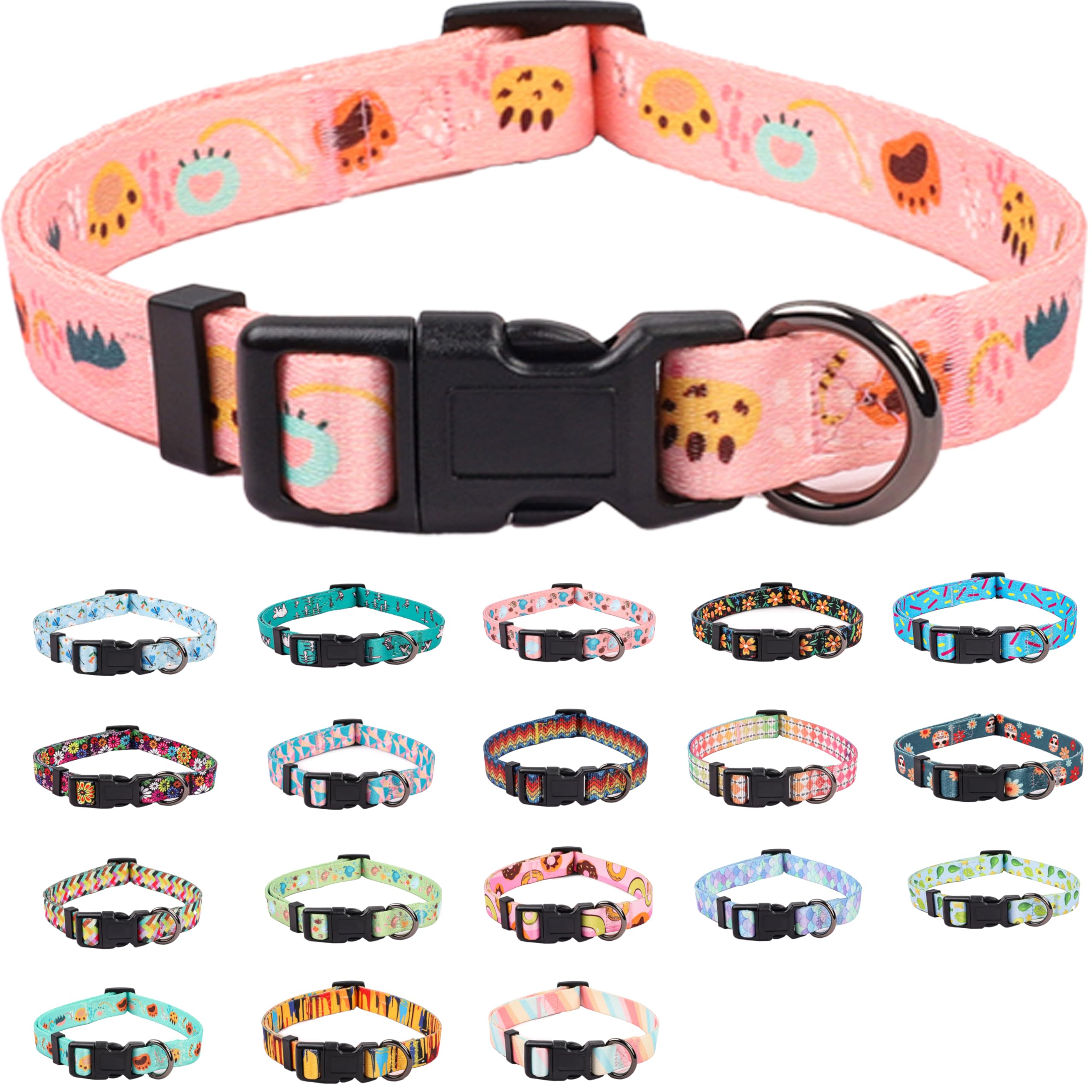 COSYHOMELONDON Dog Collar for Small Dogs, Cute Small Medium Large Dog Pet Collar, with Floral Patterns, Soft Adjustable for Boy Girl Female Male Puppy Dog Collar (Animal Print D, s)