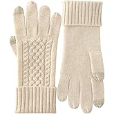 RYYOYY Luxurious Women's 100% Cashmere Gloves Touchscreen with Long Ribbed Cuffs for Winter Keep Warm