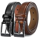 CHAOREN Mens Dress Belt 2 Pack - Genuine Leather
