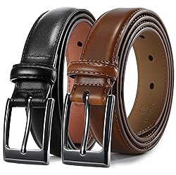 CHAOREN Mens Dress Belt 2 Pack - Genuine Leather