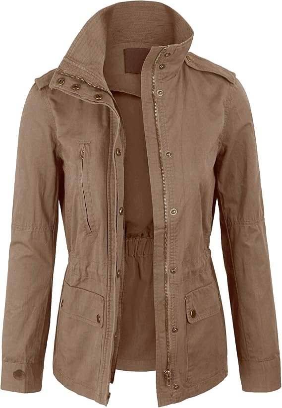 KOGMO Womens Military Anorak Safari Jacket with Pockets
