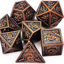 HAOMEJA Metal Dragon Set Dice DND 7 Role Playing