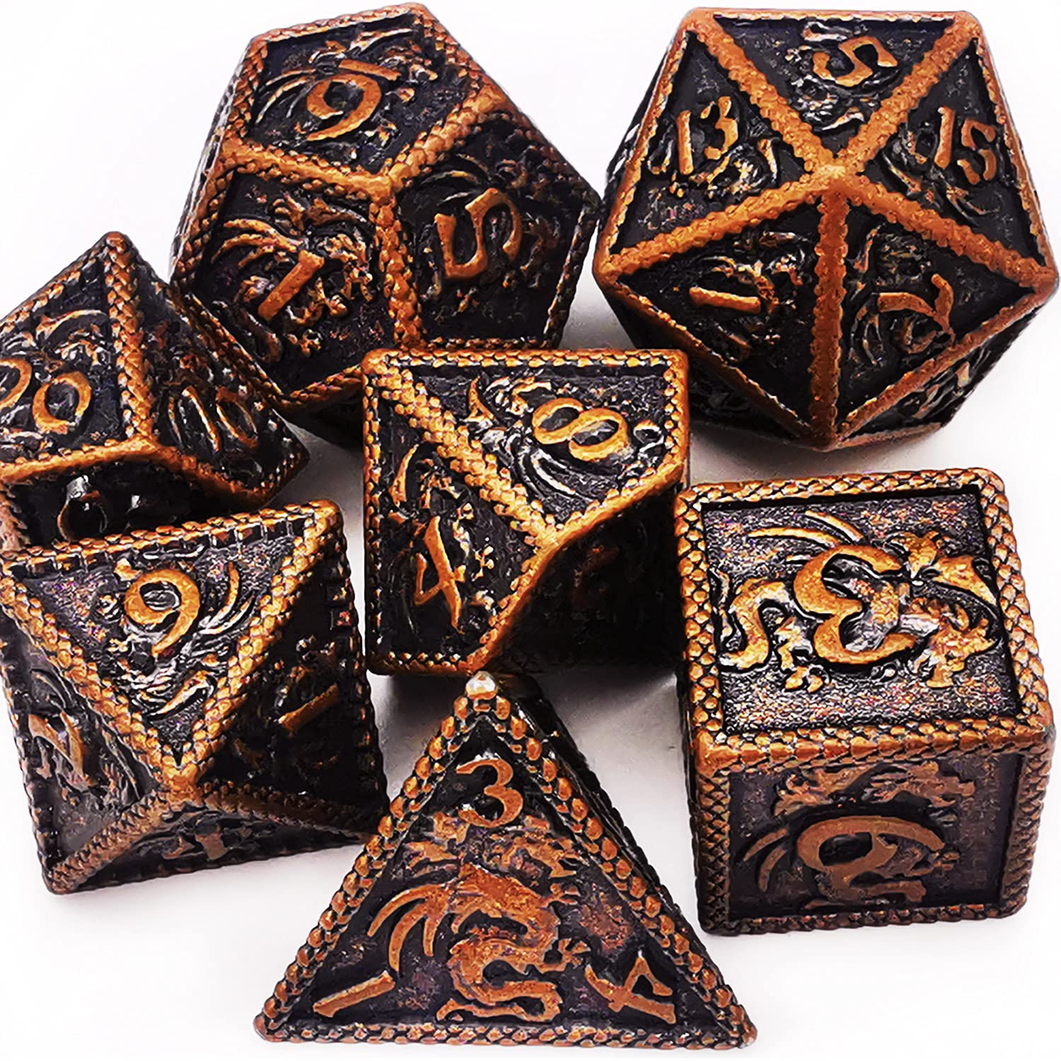 HAOMEJA Metal Dragon Set Dice DND 7 Role Playing