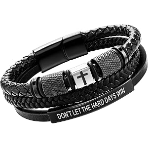 Alissl Leather Cross Bracelet for Men, Inspirational Christian Bracelet | Christian Jewelry, Faith Gift, Baptism, Confirmatio