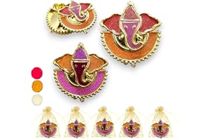 LOVENSPIRE 5 Pcs Ganesha Haldi Kumkum Thali Holder, Pooja Return Gift, Indian Housewarming Gifts, Shivratri, Wedding Favor, Navarathri Favors, Baby Shower