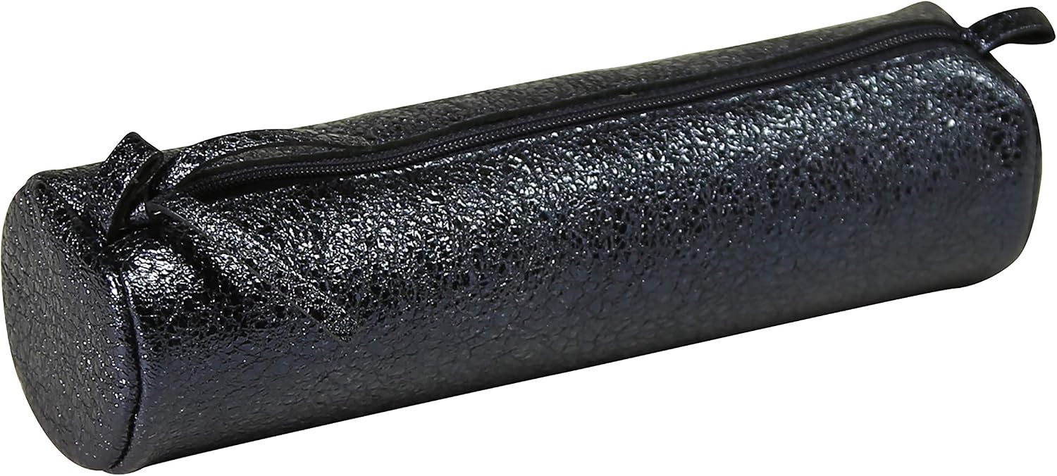 Clairefontaine, Ref 410025C, Céleste' Leather Round Pencil Case, 22cm x 5.5cm, Made From Genuine Lambskin Leather