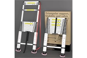 DIAMONDFORGE Adjustable Retractable Telescoping Ladder Extension Telescopic Collapsible, 12.5 FT Rv Telescope Foldable Extendable Tall Compact Aluminum Ladders for House Roof Travel Trailers, 330lbs Capacity