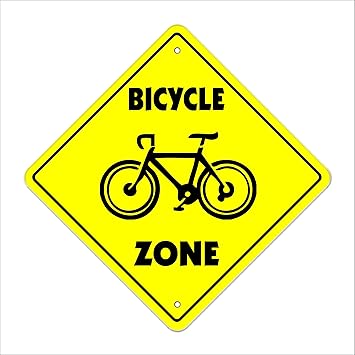 Amazon Com Bicycle Crossing Sign Zone Xing Indoor Outdoor 12 Tall Plastic Sign Bike Ride Mountain Road Tire Pump Tube Street Signs Office Products