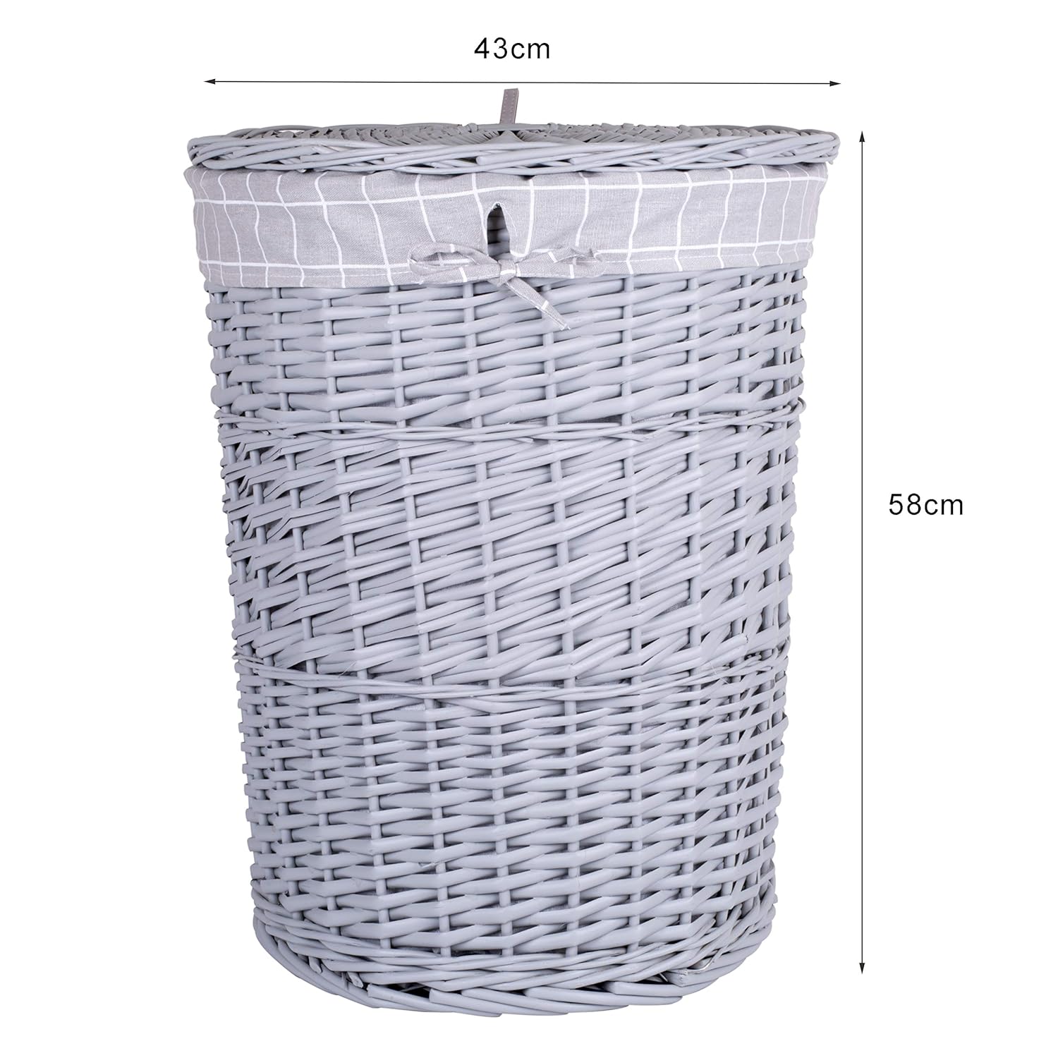 Grey Painted Round Wicker Laundry Basket Cotton Lining With Lid Amazon