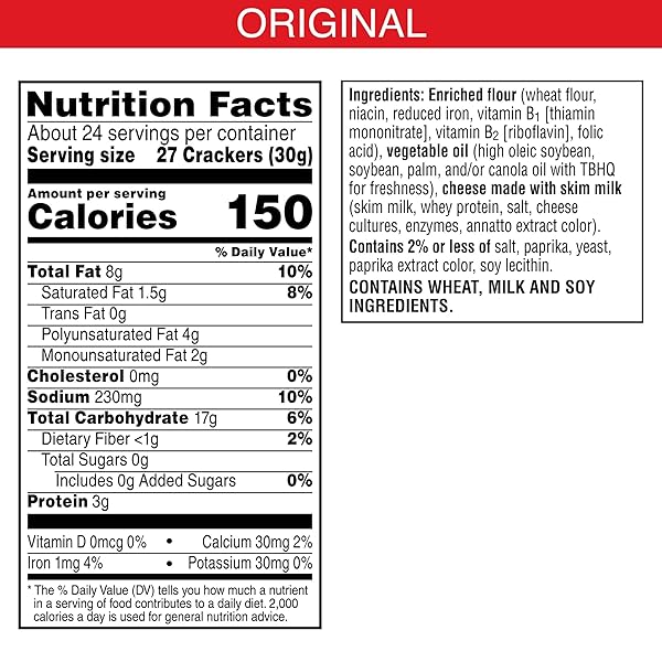 CHEEZ-IT CHEESE CRACKERS, BAKED SNACK CRACKERS, LUNCH SNACKS, PARTY SIZE, ORIGINAL, 25OZ BOX (1 BOX)
