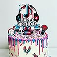 25Pcs Tik Happy Birthday Cake Toppers - Musical Tik Cupcake Toppers for Girl's Karaoke Themed Party Supplies, Music Birthday Party Decorations