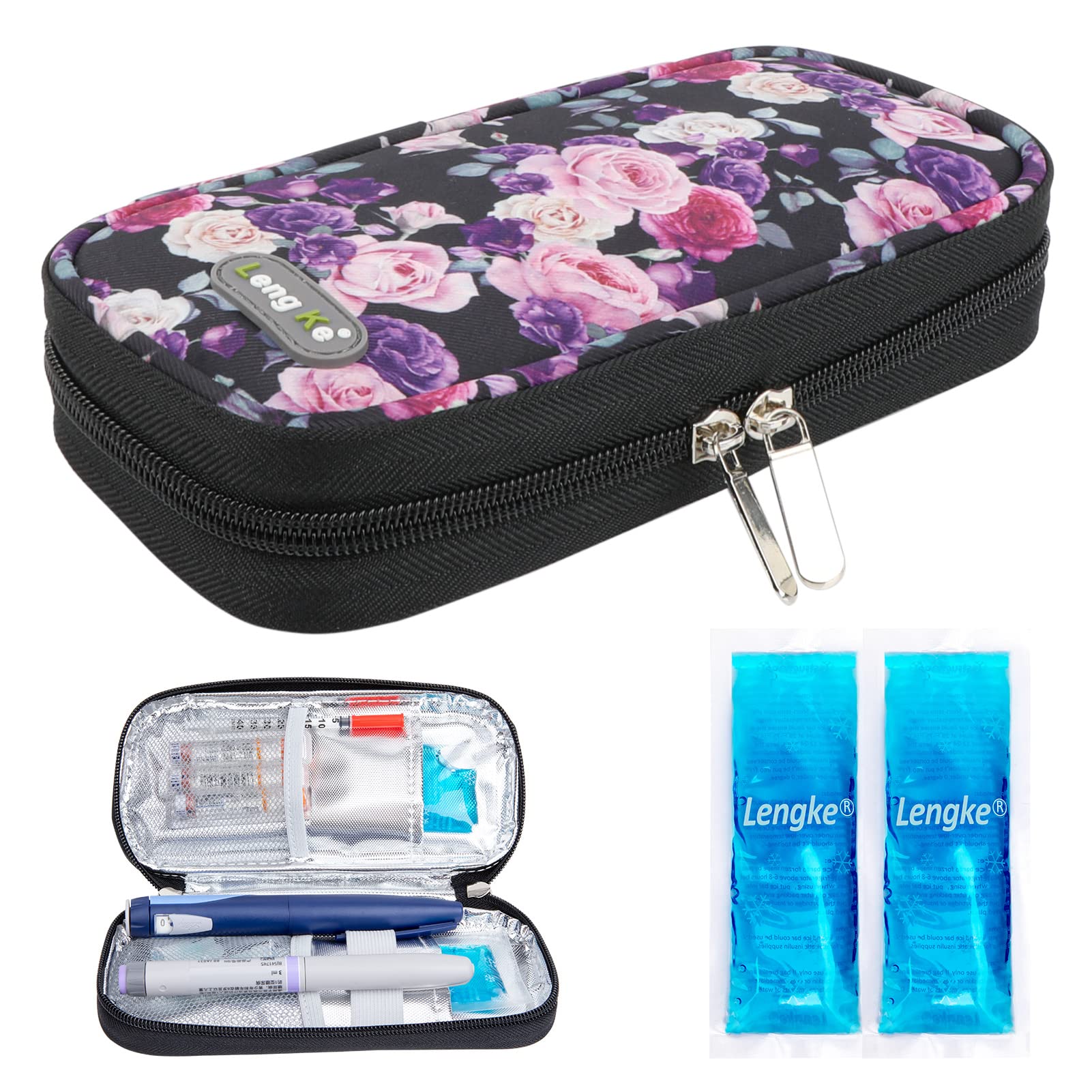 YOUSHARES Insulin Cooler case, Diabetic Travel Case, Portable Insulin Cooling Bag for Insulin Pen and Insulin Medicine (Purple Pink Rose)