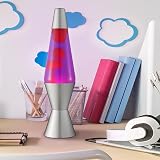 Lava Lamp 2121 Pink Wax Purple Liquid Silver Base Cap 14.5 in Motion Lamp view 4