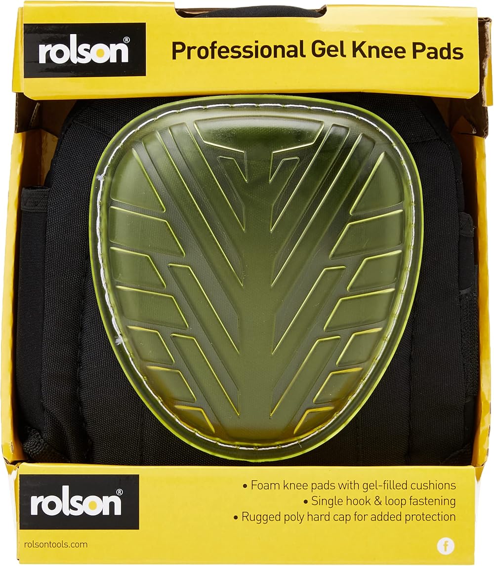 Rolson 82711 Gel Knee Pads Work Comfort Secure Fit Sewn Cap Pack of 2