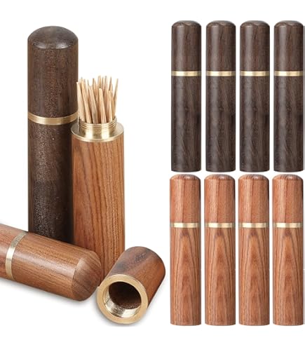 Daneson Scotch-Infused Wood Toothpicks - Luxury Gift Set With Holder (12 Count)
