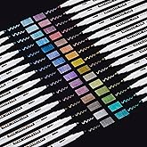 Shuttle Art Metallic Marker Pens, 30 Colors Metallic Paint Markers with 1 Coloring Book Fine Point for DIY Card, Calligraphy, Art and Crafting Projects, Works Great on Black Paper, Scrapbooks, Rock