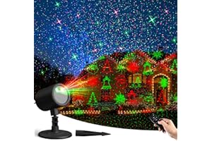 AANDZ Christmas Projector Light, Red & Green Christmas Patterns Projection Light with RF Control, IP65 Waterproof Holiday Decoration Projector Lights for Halloween, Xmas, Home, Garden, New Year