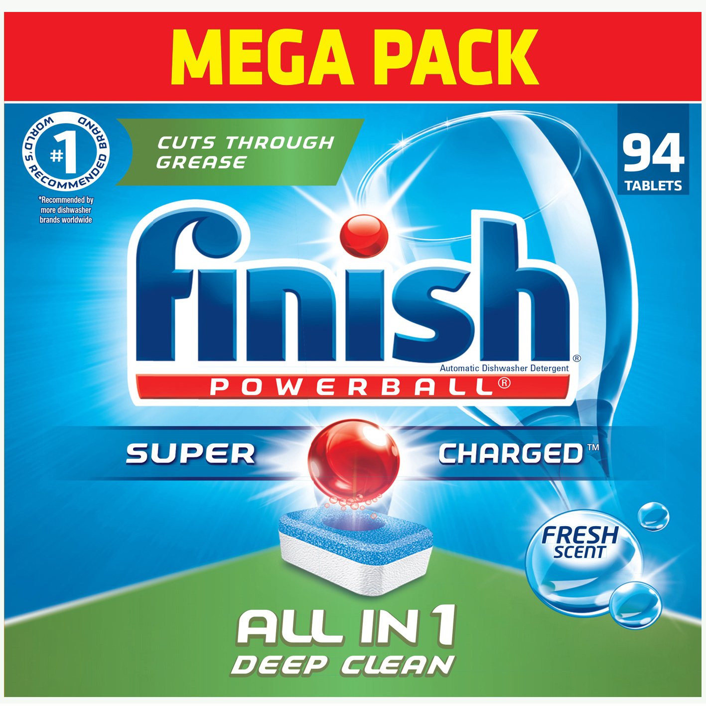 Dishwasher Detergent Tablets Finish Powerball Fresh Tabs 94 Count Super