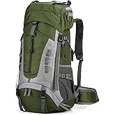 W WINTMING 75L Hiking Backpack with Rain Cover Waterproof Camping Backpack Shoes Warehouse for Men Women, Frameless