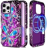 Casetego for iPhone 16 Pro Max Case,Compatible with MagSafe,[Military Grade Drop Test] Full Body Protection Slim Shockproof Rugged Marble Women Girls Case for iPhone 16 Pro Max 6.9 inch,All Purple
