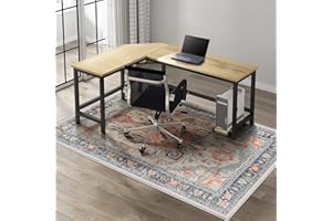 Kuyal Chair Mat for Hard Floors, 46'' x 60'' Floor Mats Wood/Tile Protection Mat, Office Chair Rug Protector, Beautiful Pattern Low Pile Carpet Computer Chair Mat (46'' x 60'',Blue-Orange)