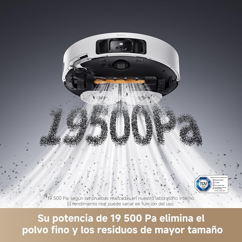 L50 Pro Ultra Robot Aspirador y Fregasuelos, 19500 Pa, Autolimpieza de la Mopa, Detección de Obstáculos Inteligente, Limpieza con Agua Caliente a 75°, Robot Aspitador con Cámara para Mascotas